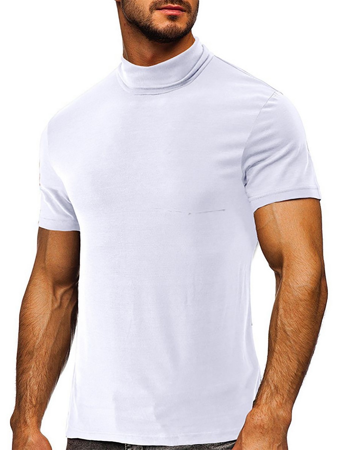 

StyleCast x Revolte Men Solid High Neck T-shirt, White