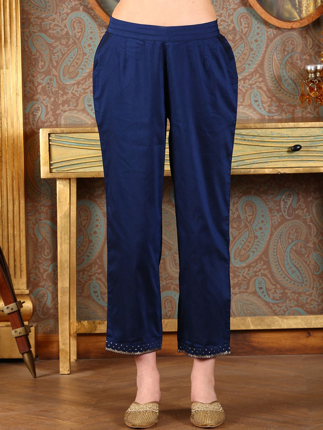 

W Women Straight Fit Trousers, Blue