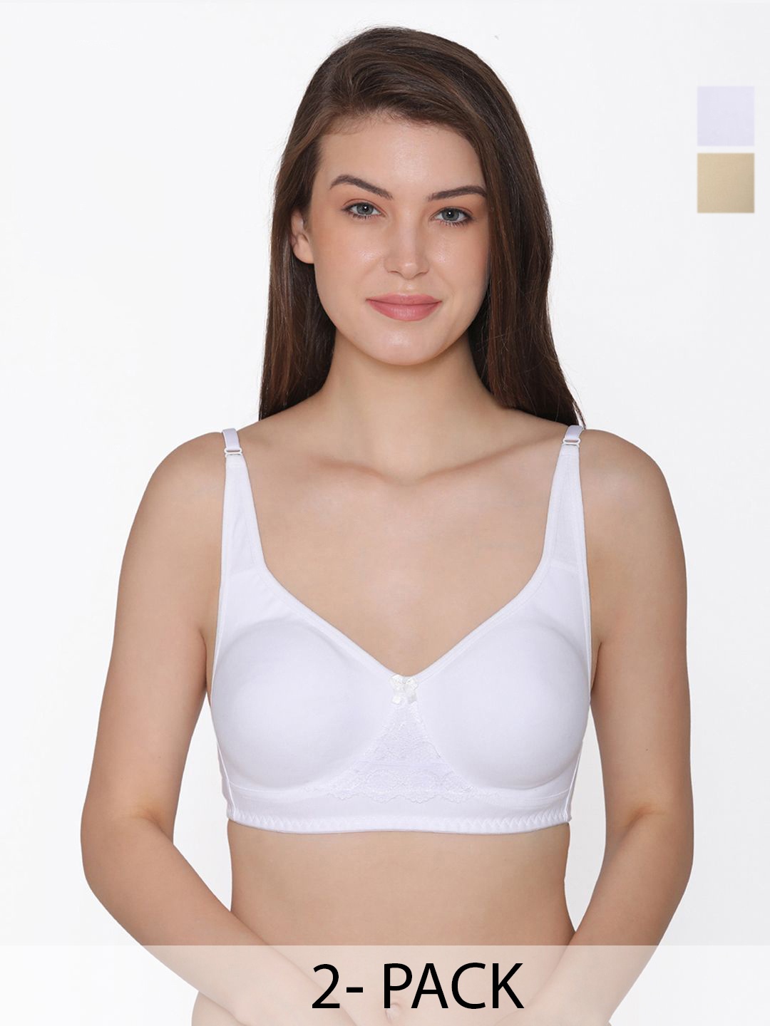 

Clovia Pack of 2 Solid Full Coverage T-shirt Bra, Beige