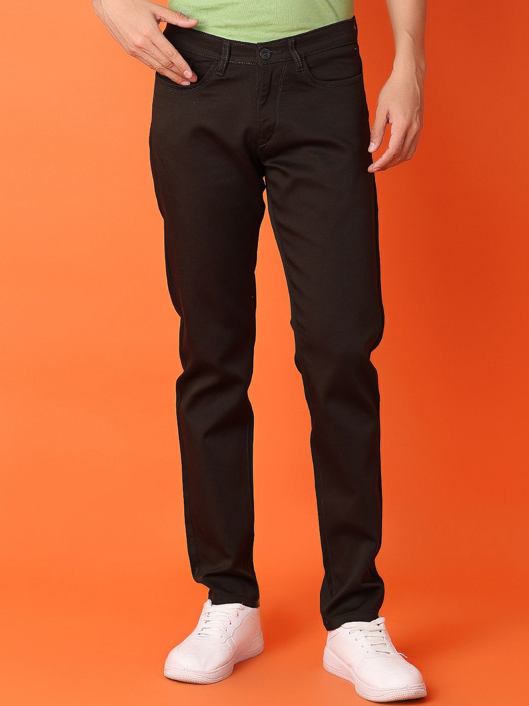 

V-Mart Men Slim Fit Trousers, Olive