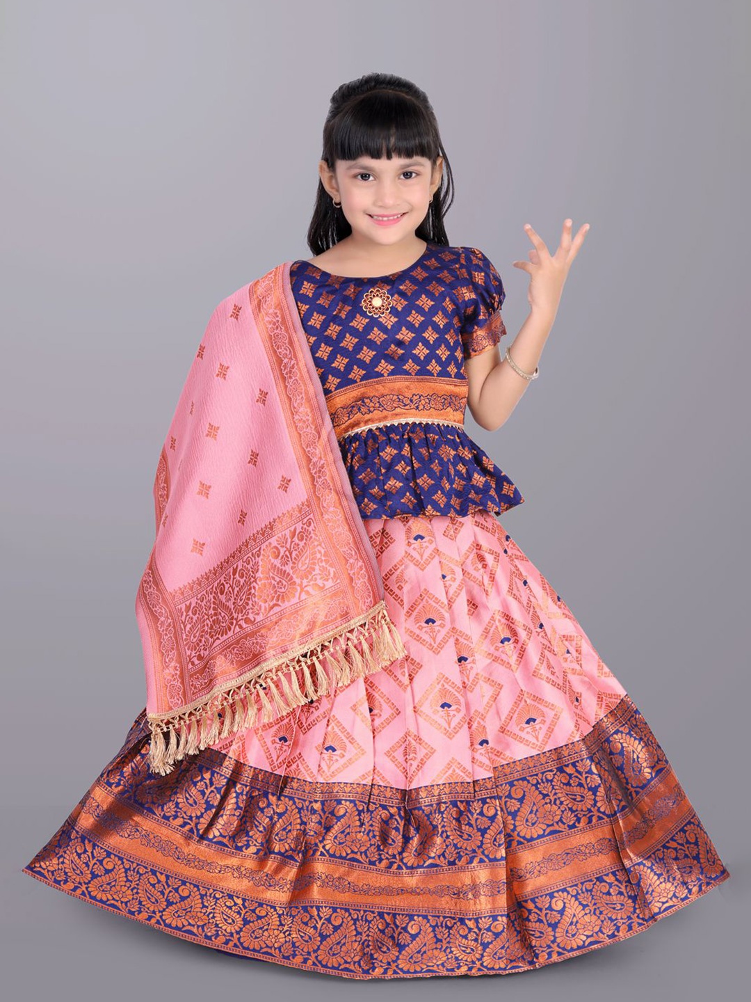 

BAESD Girls Ready to Wear Lehenga & Blouse With Dupatta, Pink