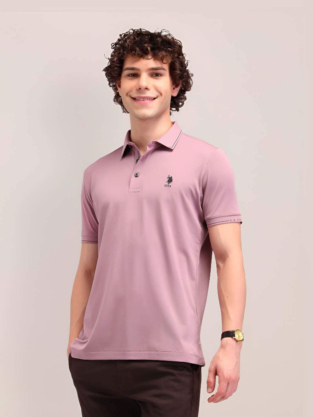 

U.S. Polo Assn. Men Polo Collar T-shirt, Pink