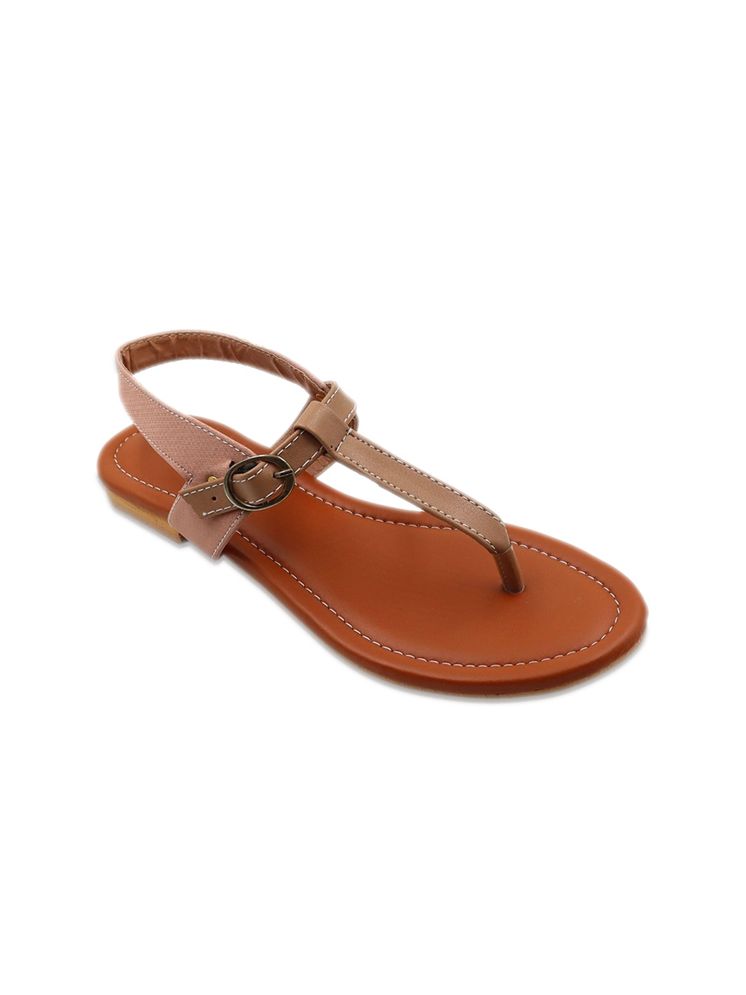 

DressBerry Women Solid T-Strap Flats with Buckles, Pink
