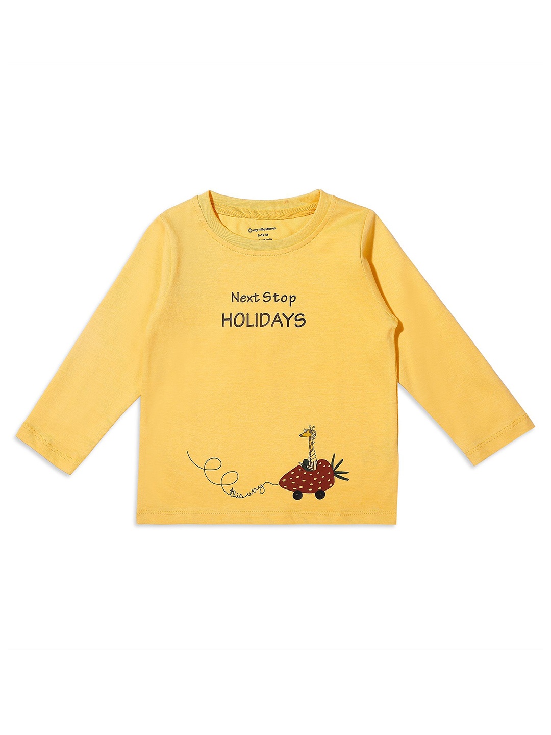 

My Milestones Boys Graphic Printed Round Neck Pure Cotton T-shirt, Yellow