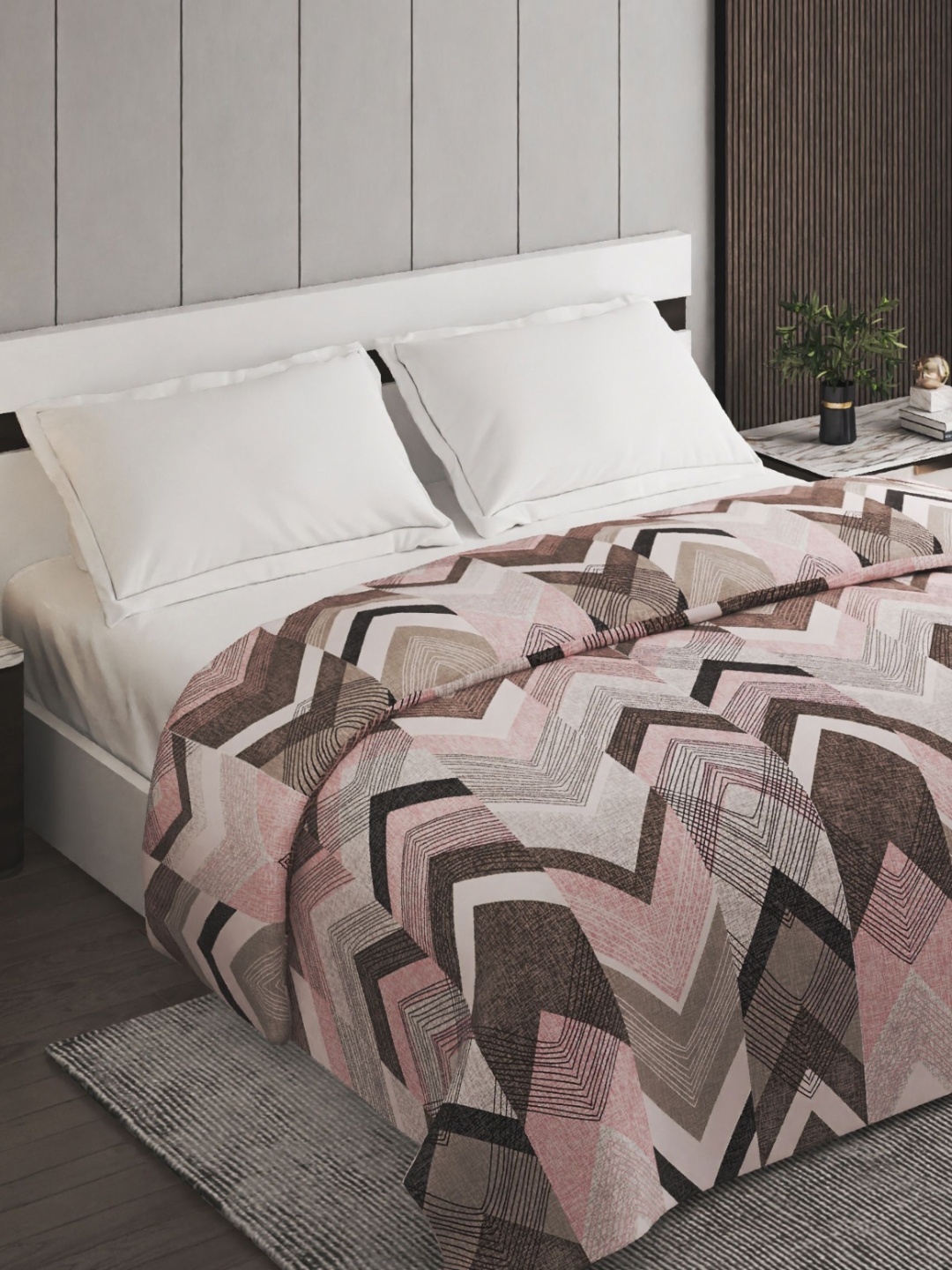 

Home Centre Corsica Juniper Beige Geometric Microfiber 150 GSM Double Bed Comforter