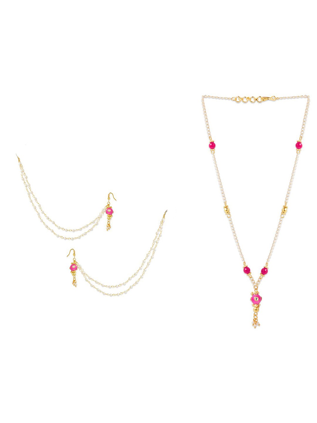 

RIBBON CANDY Stone Beaded Jewellery Set, Pink