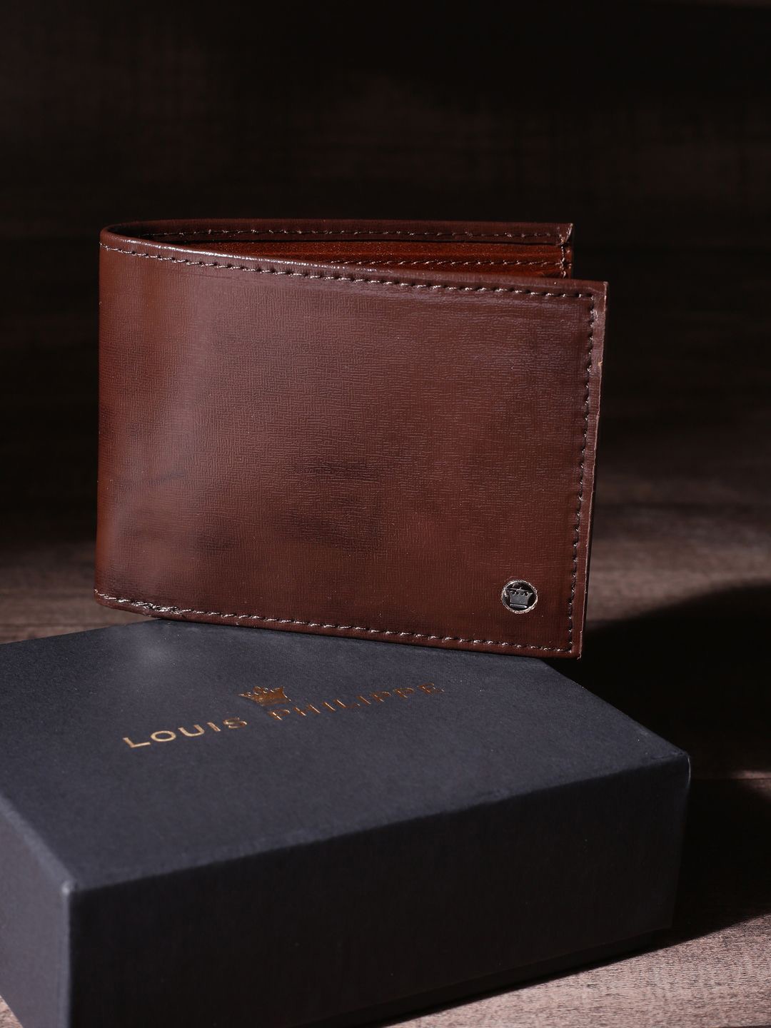 

Louis Philippe Men Leather Two Fold Wallet, Brown