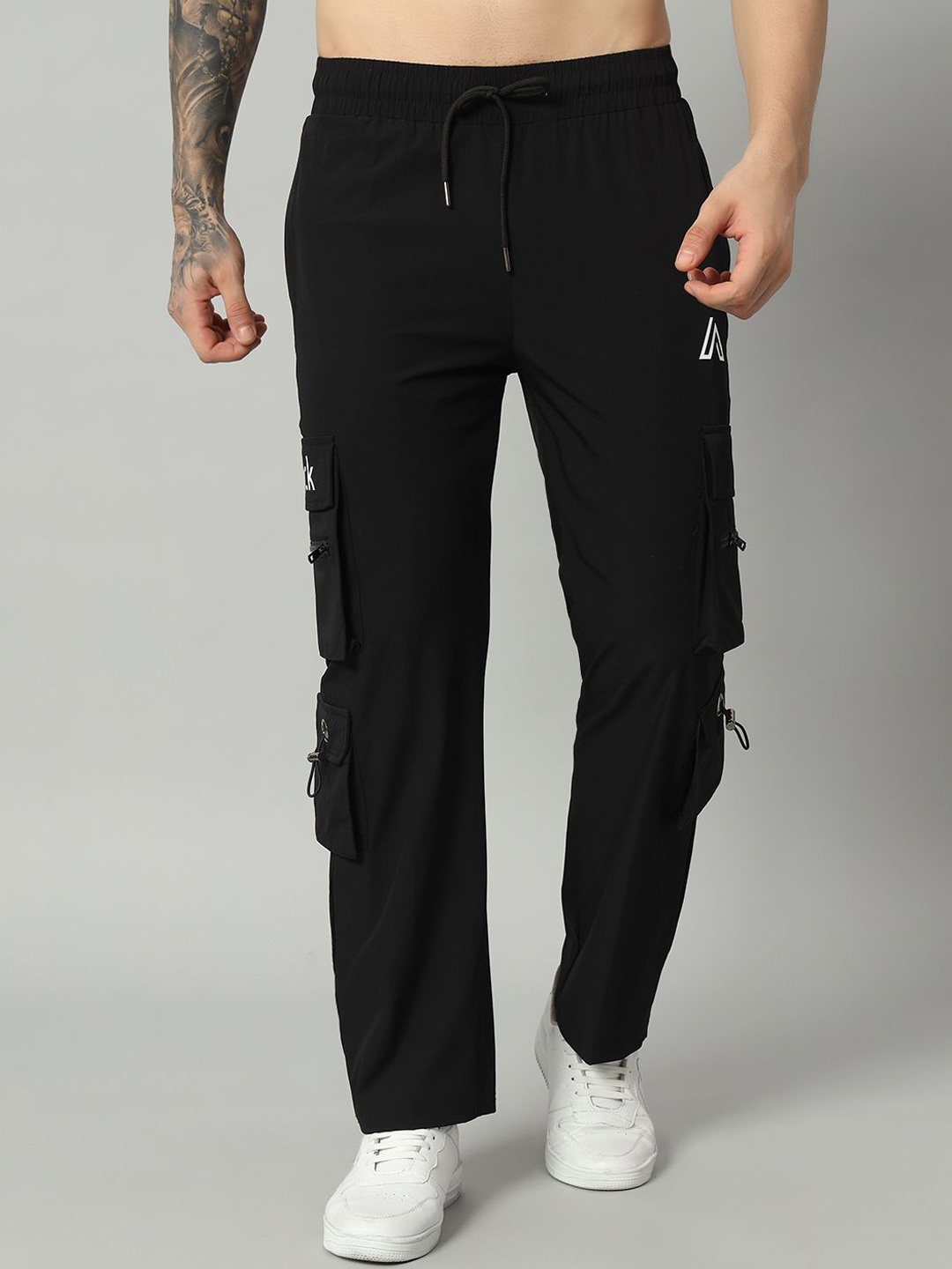 

AECK Men Straight-Fit Track Pants, Black