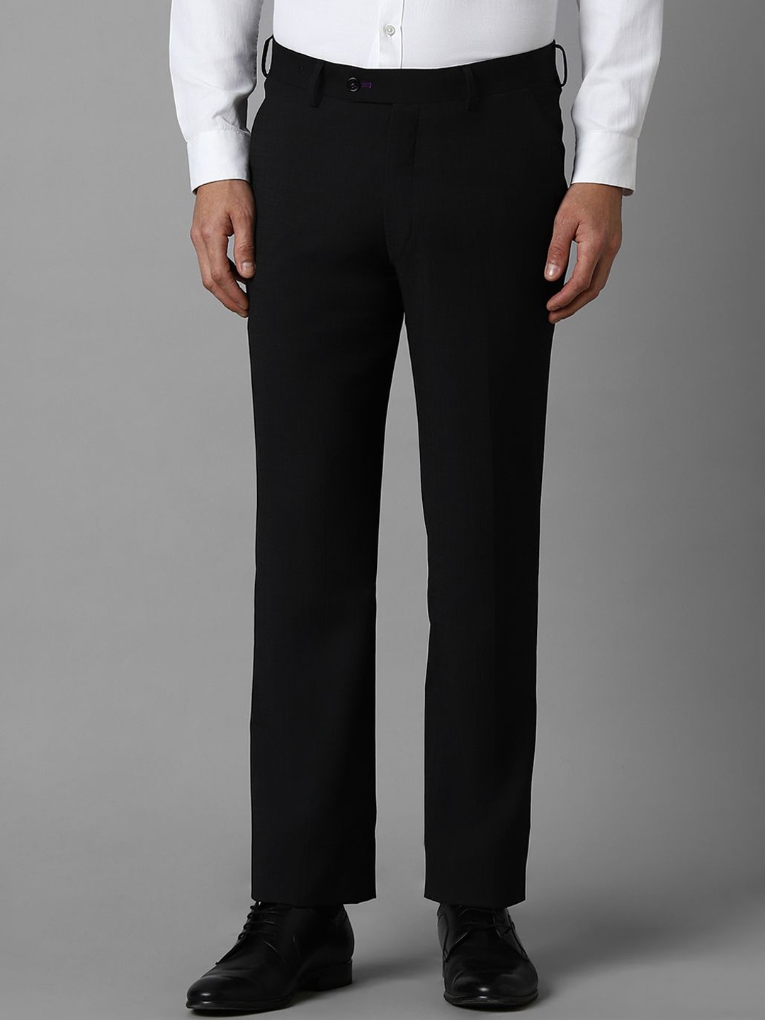 

Luxure by Louis Philippe Men Solid Mid-Rise Slim Fit Formal Trousers, Black