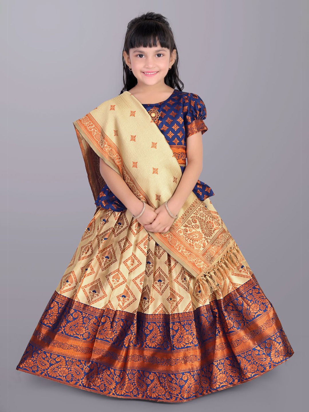 

BAESD Girls Ready to Wear Lehenga & Blouse With Dupatta, Beige