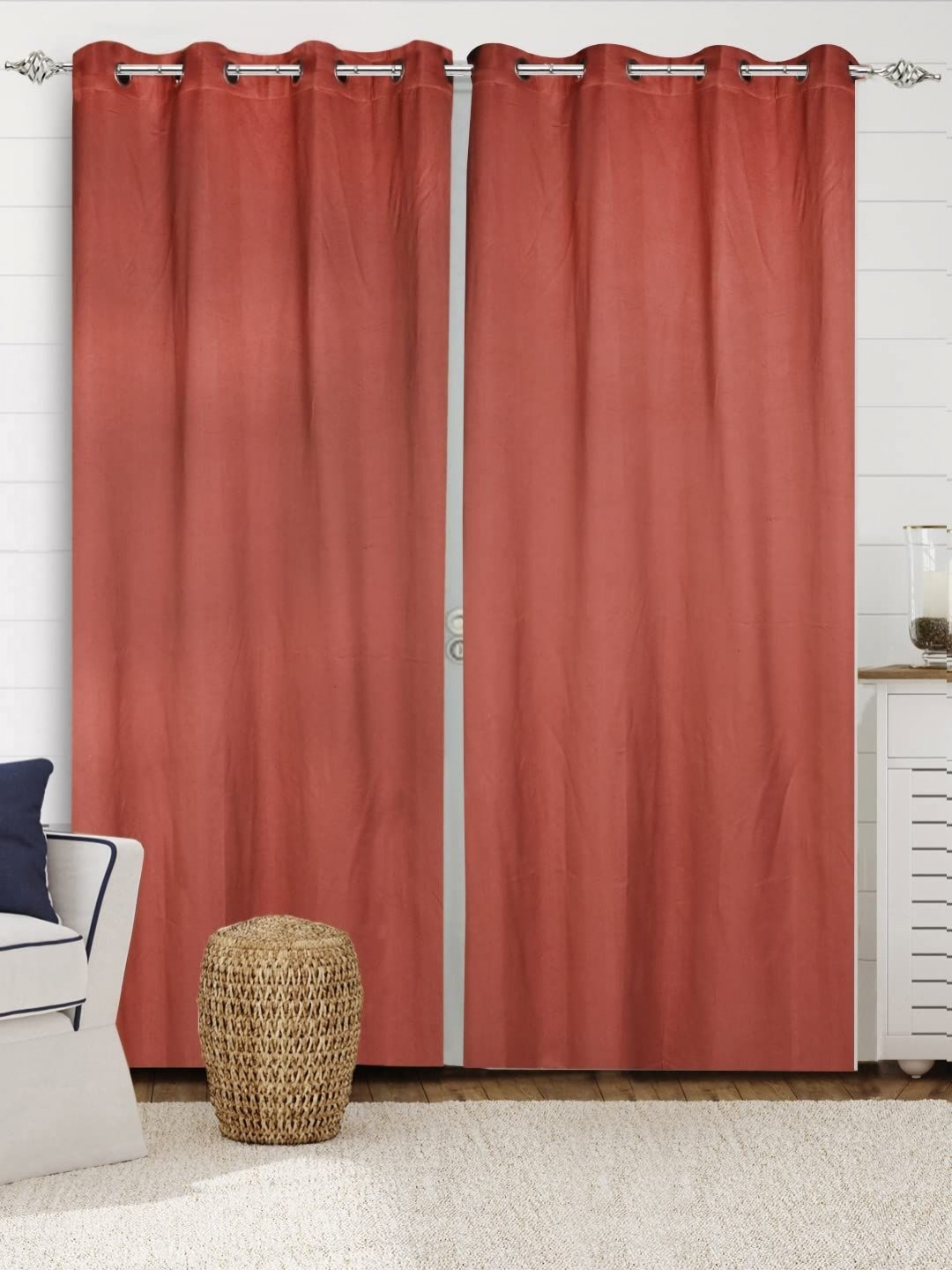 

Saral Home Rust 2 Pieces Room Darkening Cotton Door Curtain