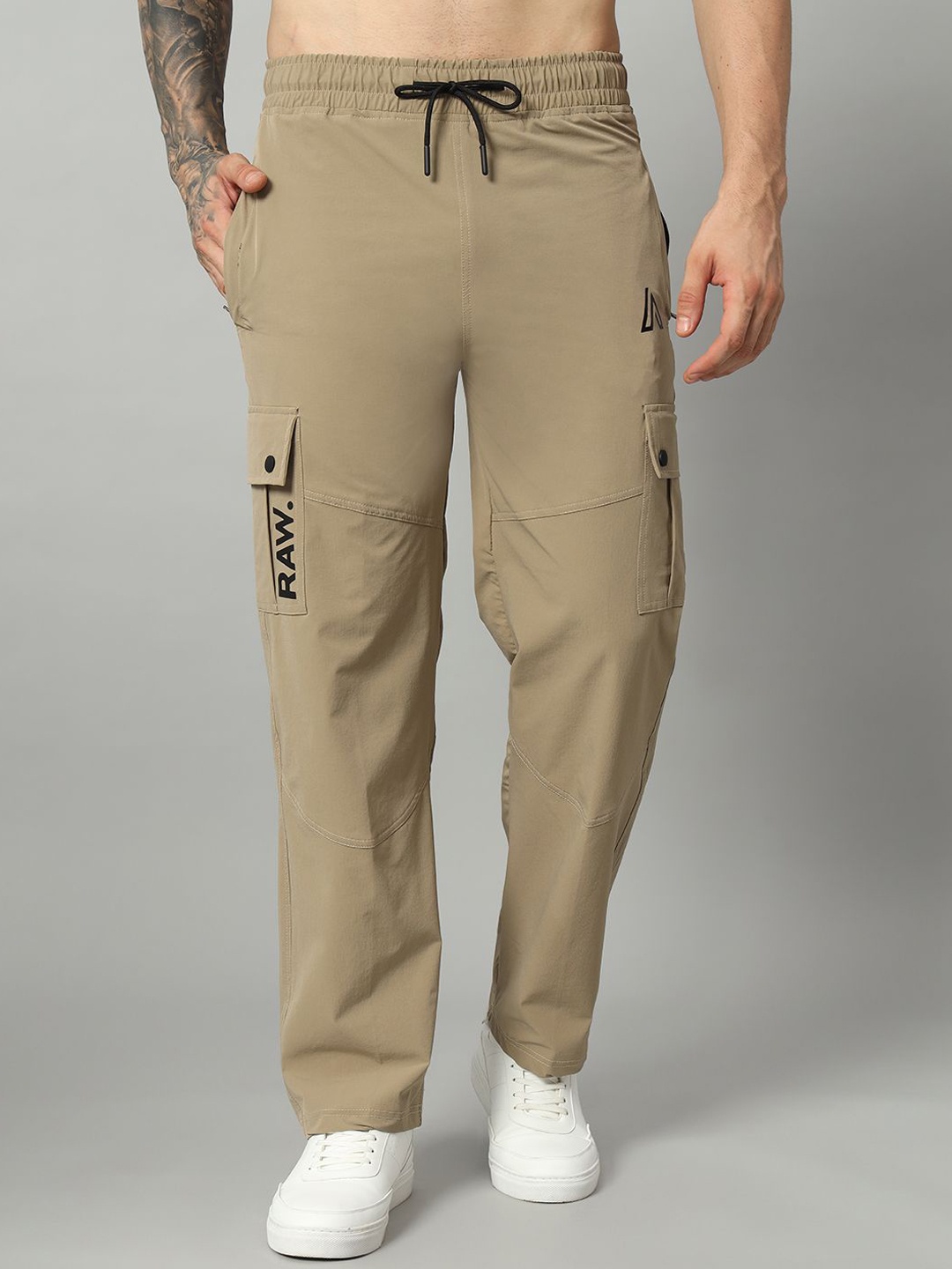 

AECK Men Straight-Fit Track Pants, Beige