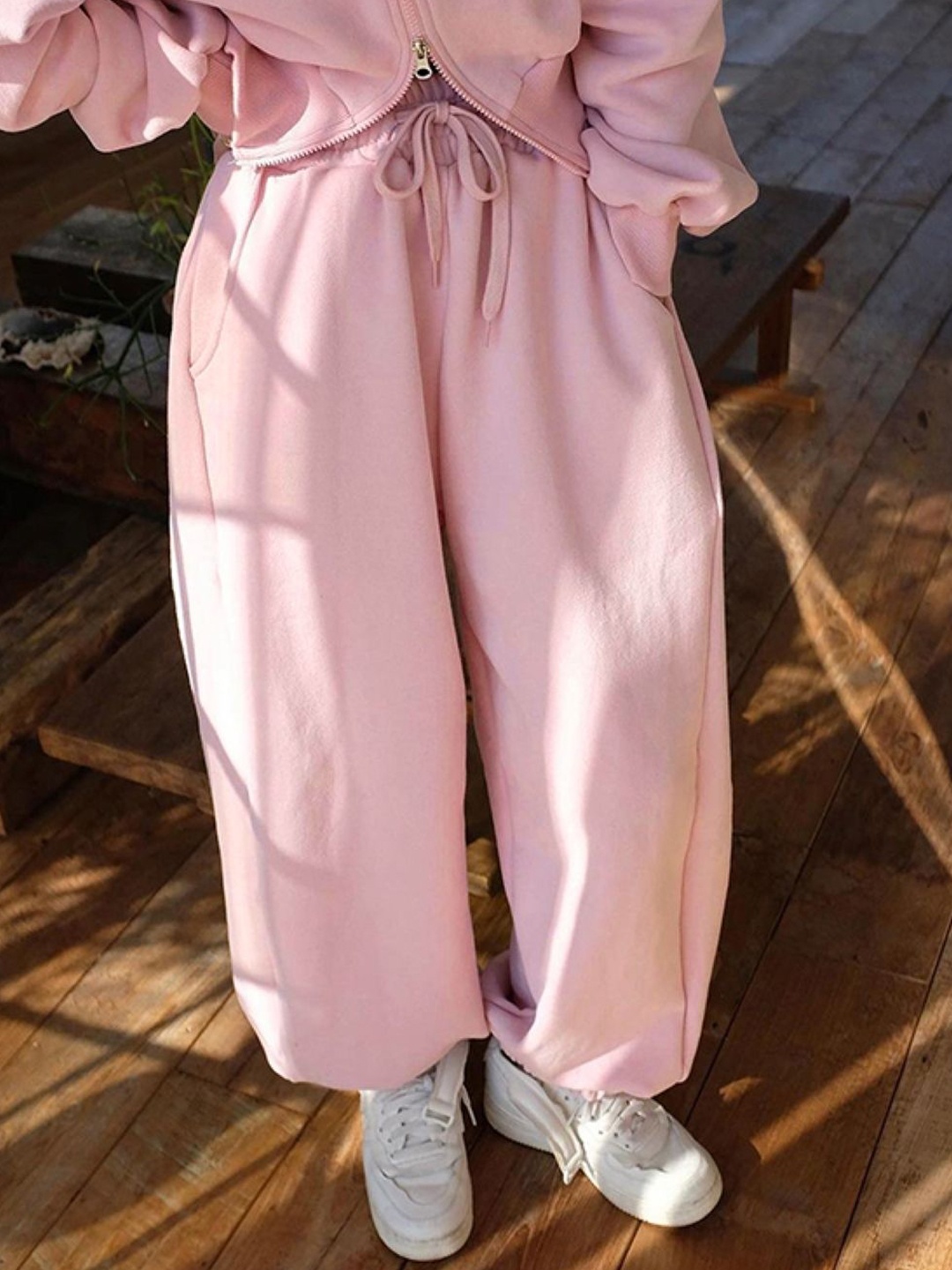 

KPOP Women Relaxed Loose Fit Trousers, Pink