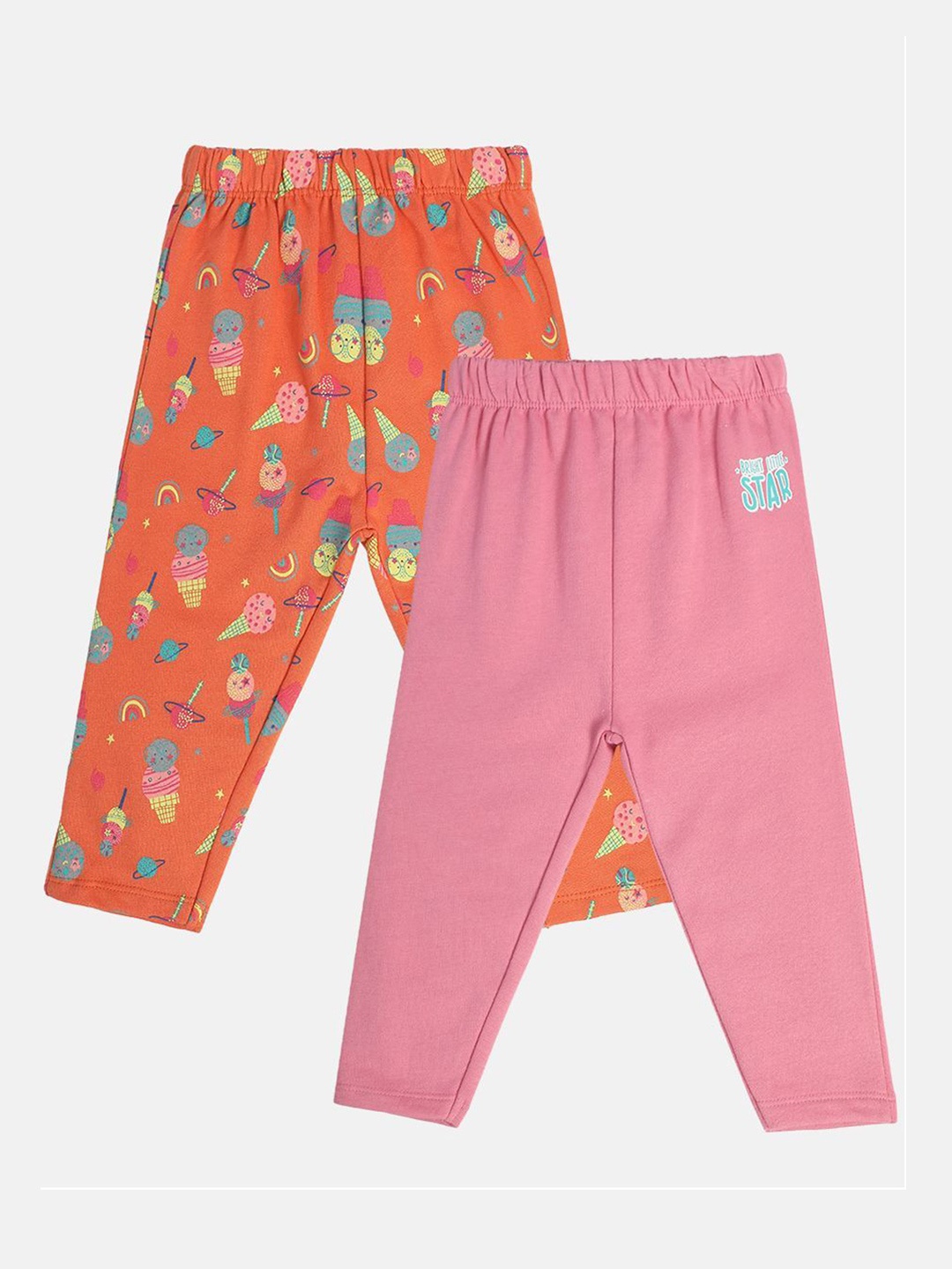 

MINI KLUB Pack Of 2 Girls Printed Leggings, Pink