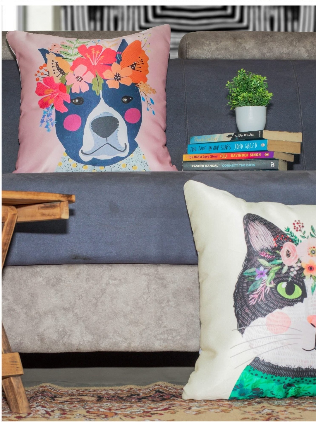 

Vendola White & Pink 2 Pcs Printed Satin Square Cushion Covers