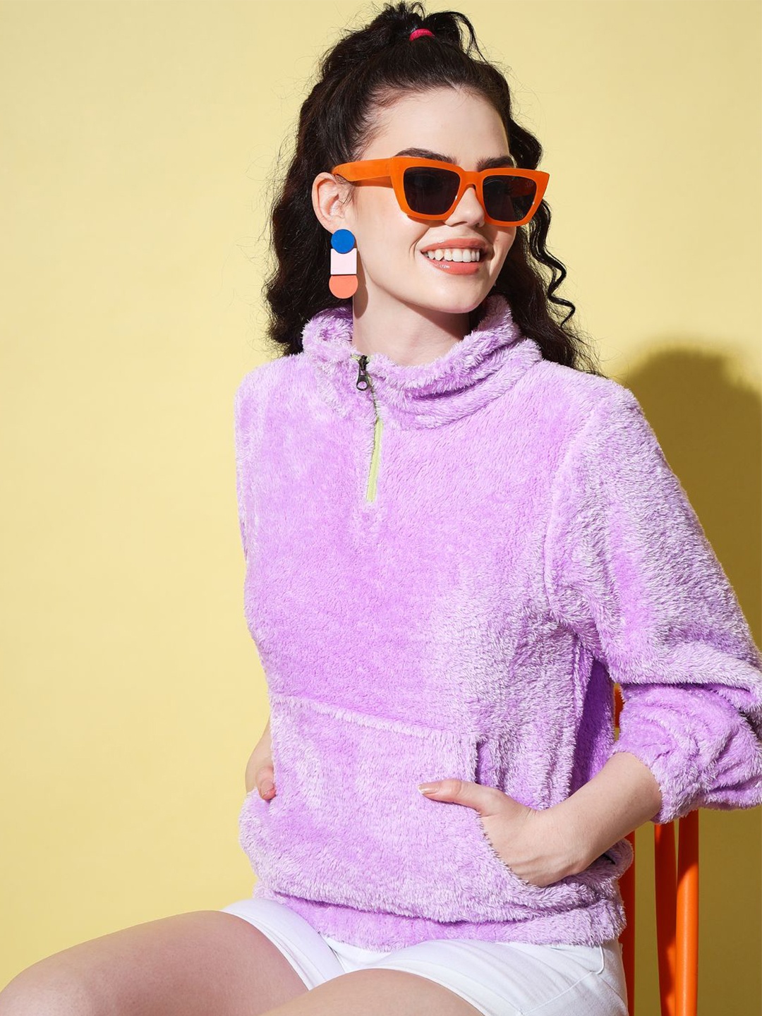 

The Dry State Women High Neck Pullover Sweaters, Violet