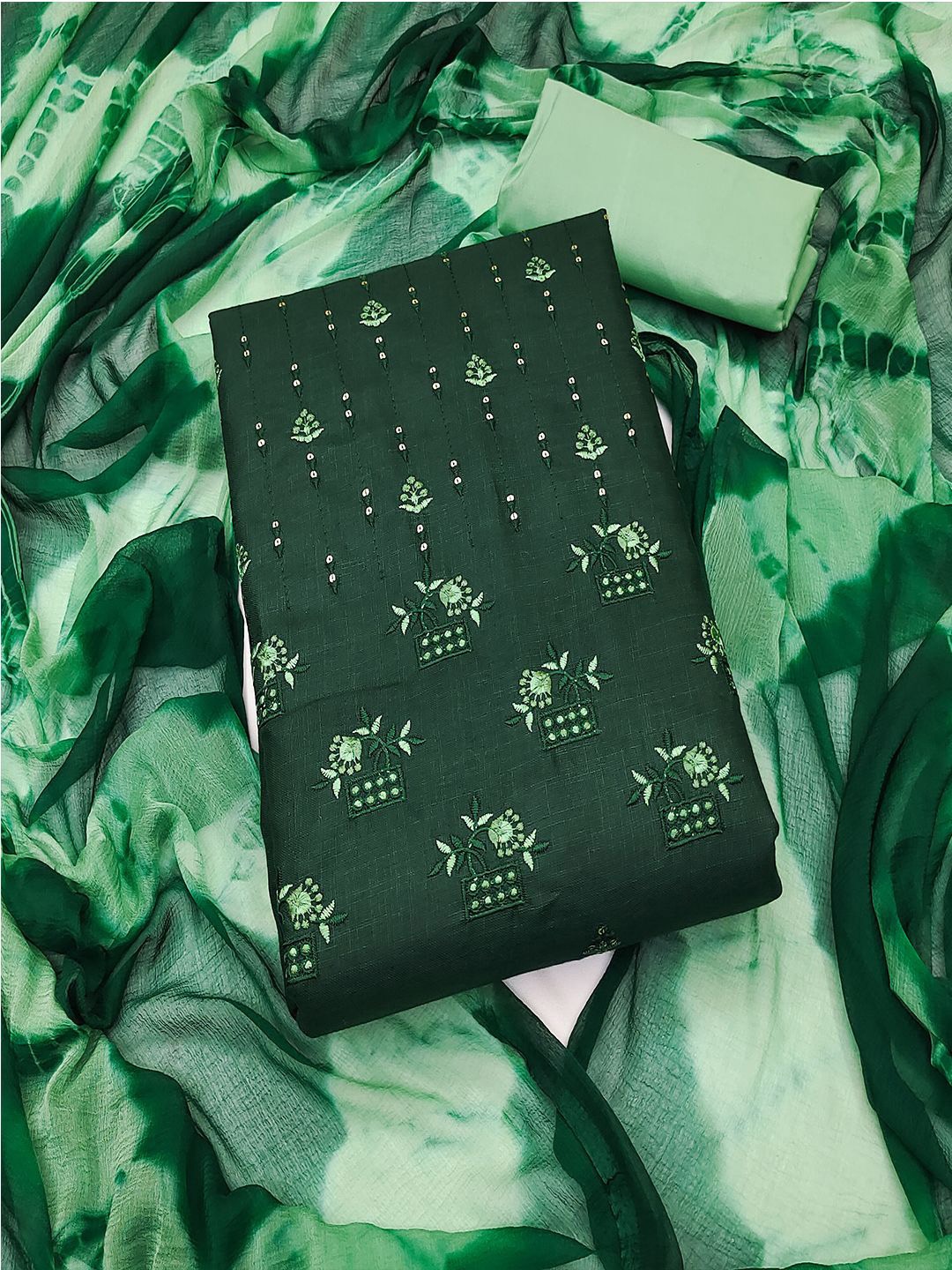 

MISS VERVE Unstitched Dress Material, Green