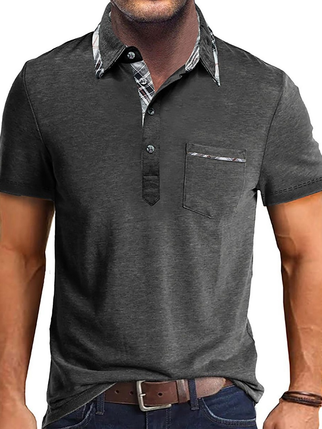 

StyleCast x Revolte Men Solid Polo Collar T-shirt, Grey