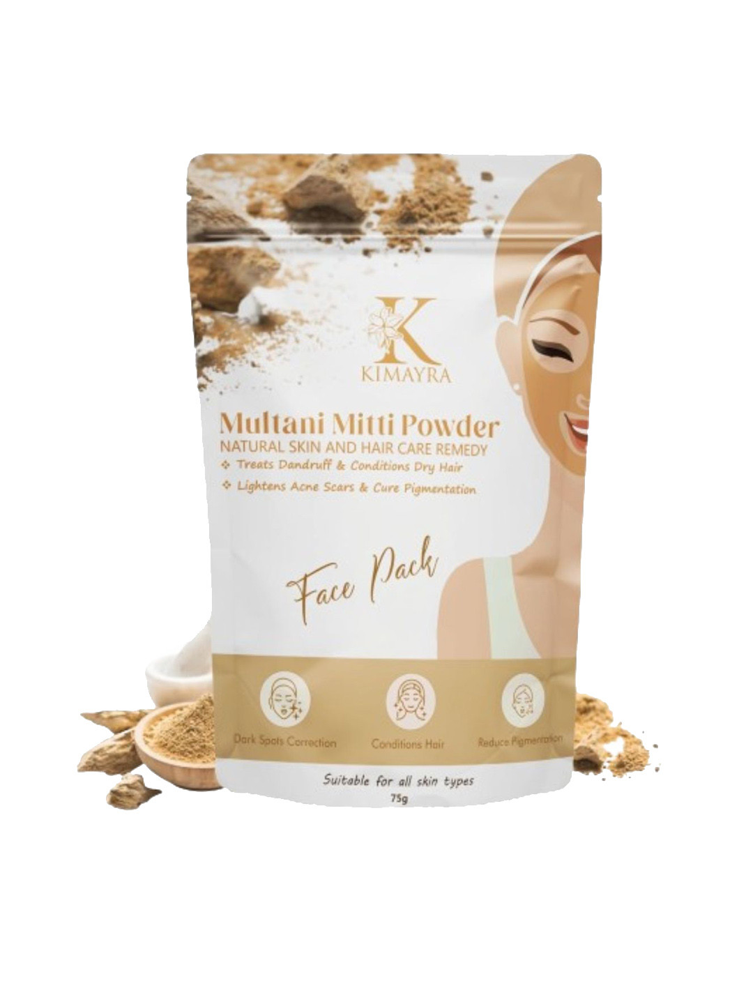 

Kimayra World Multani Mitti Powder Face Pack- 75g, White