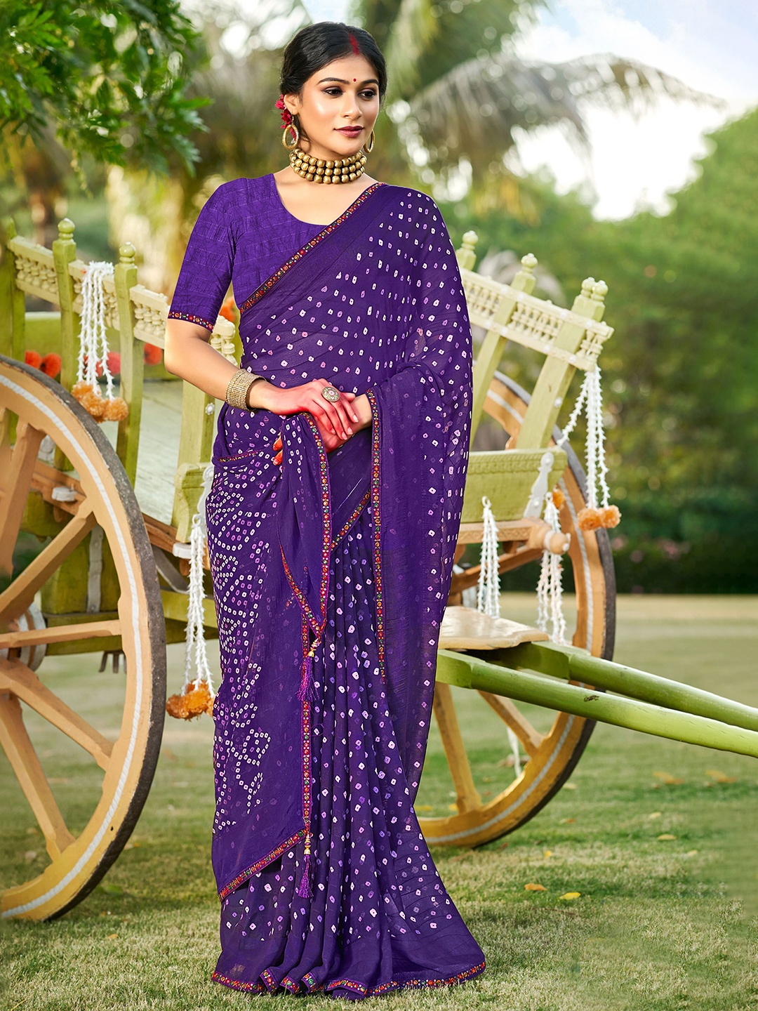 

VIRICA Mirror Work Silk Blend Saree, Navy blue