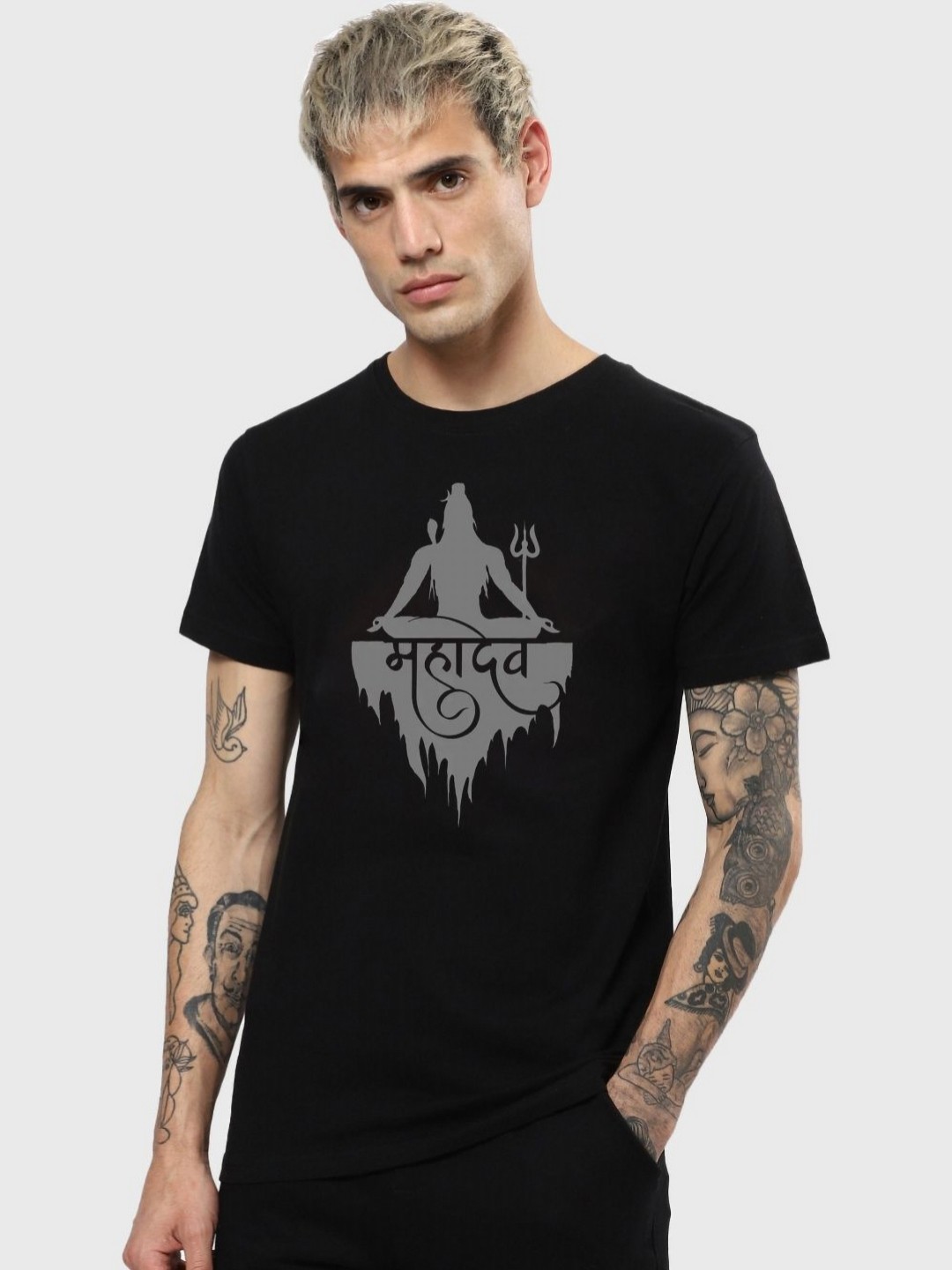 

Sterio Pace Men Graphic Printed Round Neck Cotton T-shirt, Black