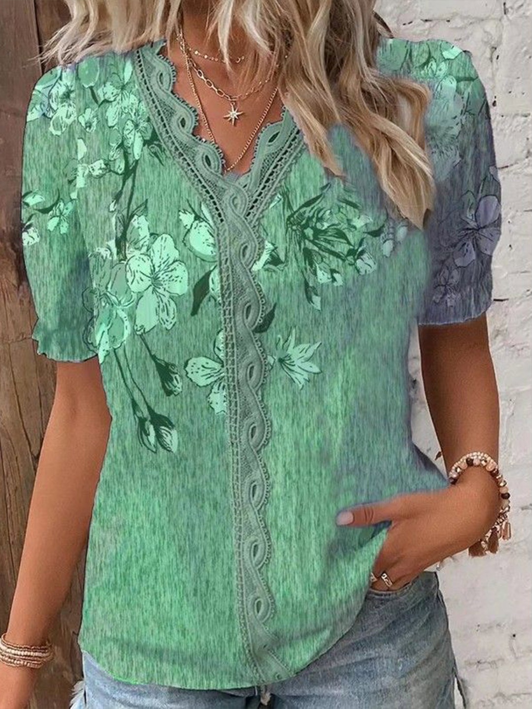 

StyleCast Floral Print Top, Green