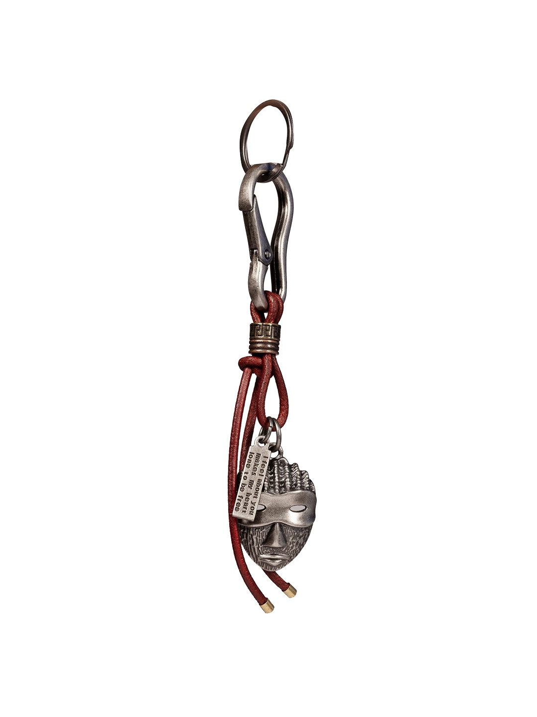 

DIMEH Metal Mask Textured Key Chain, Maroon