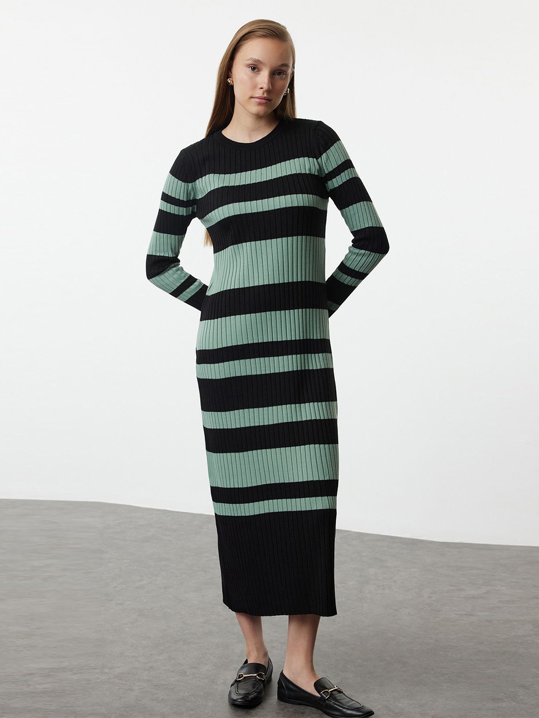 

Trendyol Striped Midi Dress, Na
