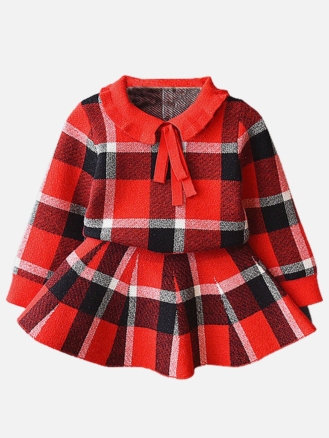

Little Surprise Box LLP Girls Checked Top with Skirt, Red