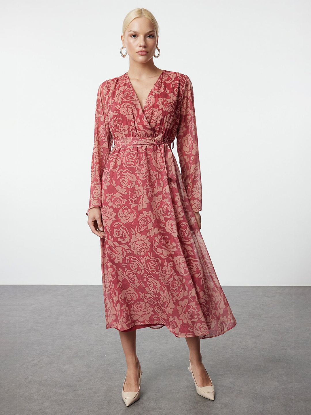 

Trendyol Floral Print Fit & Flare Midi Dress, Na