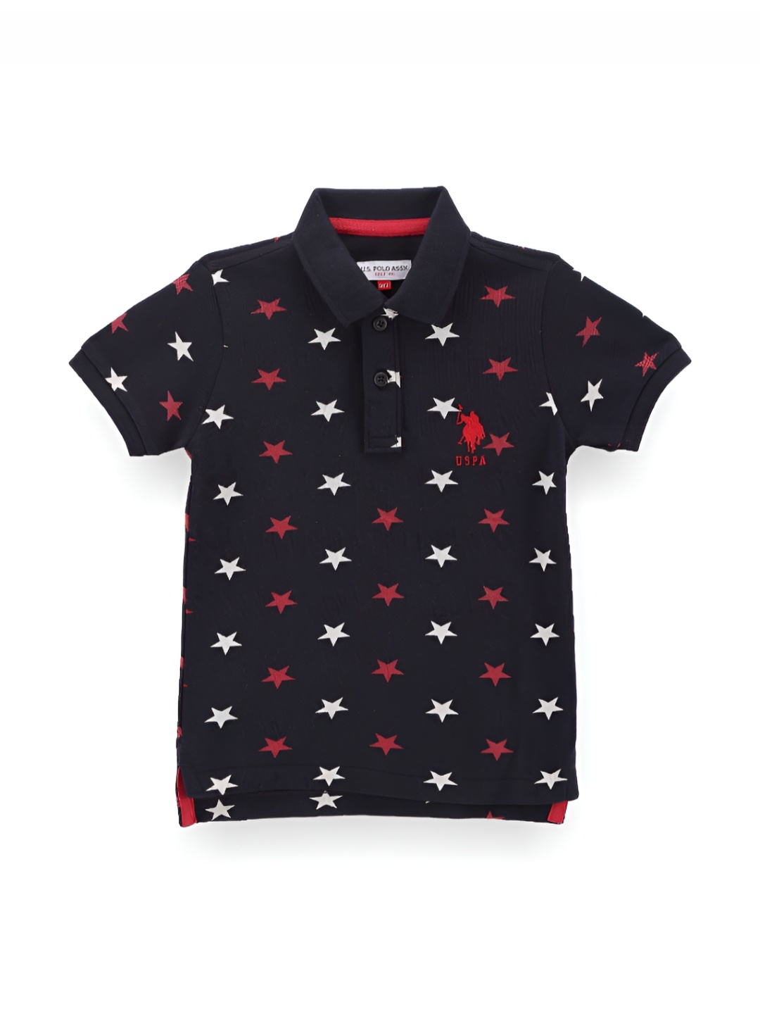

U.S. Polo Assn. Kids Boys Graphic Printed Polo Collar Cotton T-shirt, Navy blue