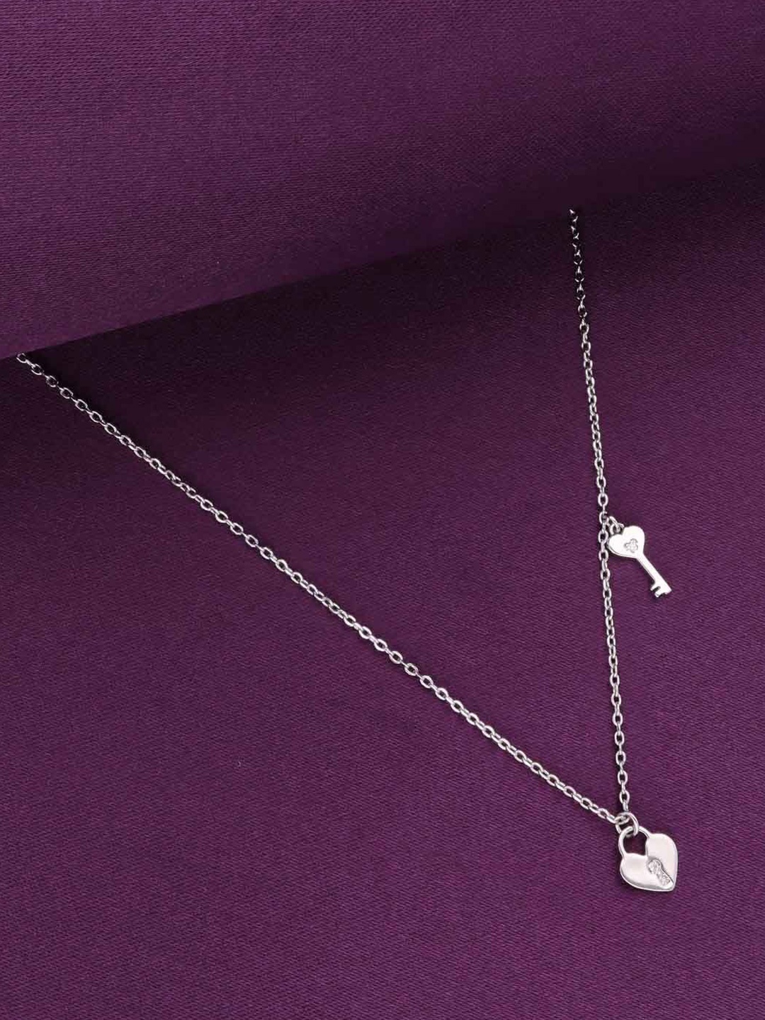 

KAI JEWEL 92.5 Sterling Silver Rhodium-Plated Heart Shaped Pendant With Chain