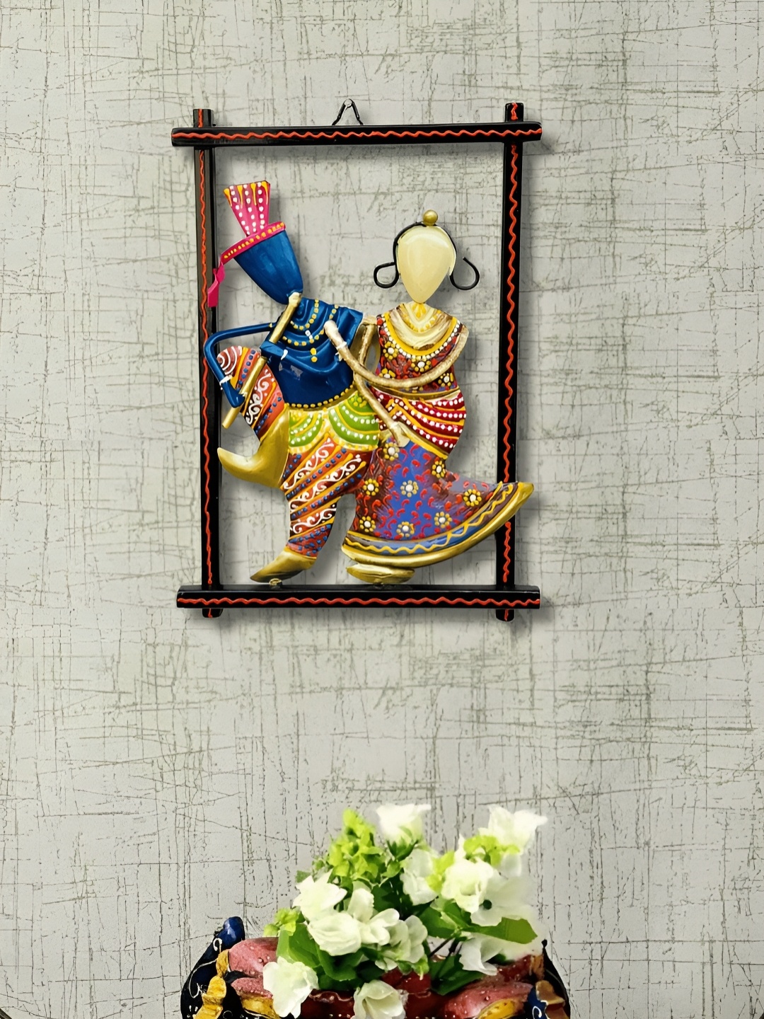 

PRANJALS HOUSE Blue & Gold Toned Radha Krishna Hanging Metal Wall Decor