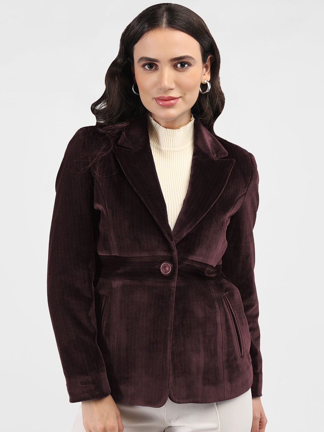 

LURE URBAN Lapel Collar Overcoat, Maroon