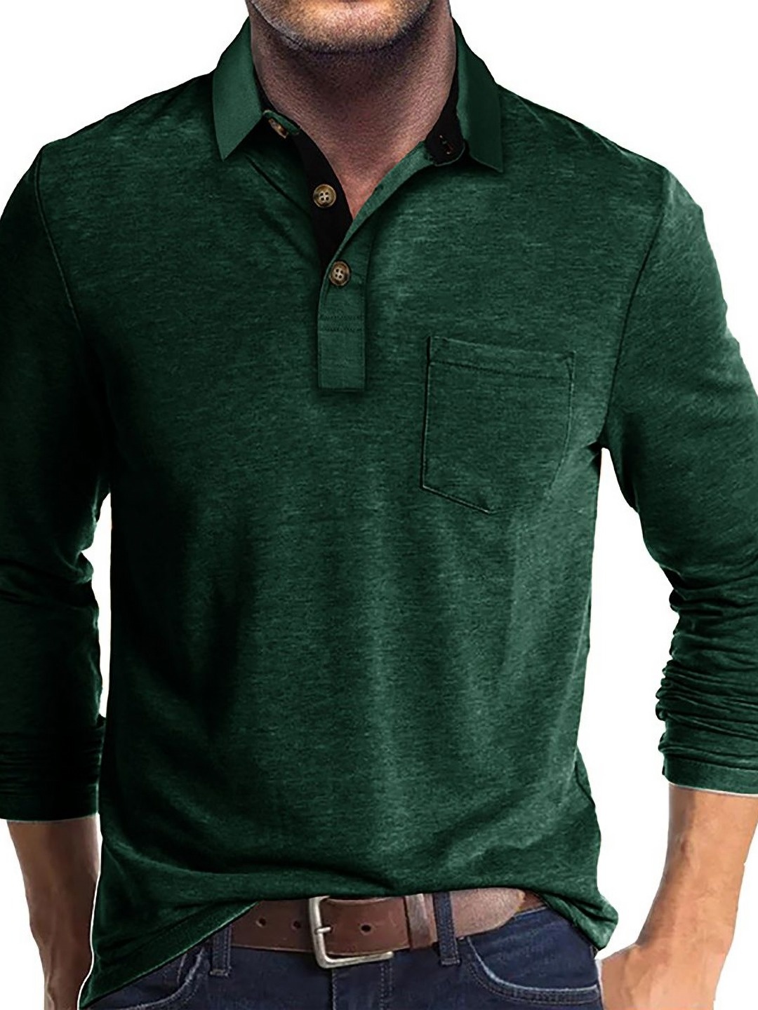 

StyleCast x Revolte Men Solid Polo Collar Cotton T-shirt, Green