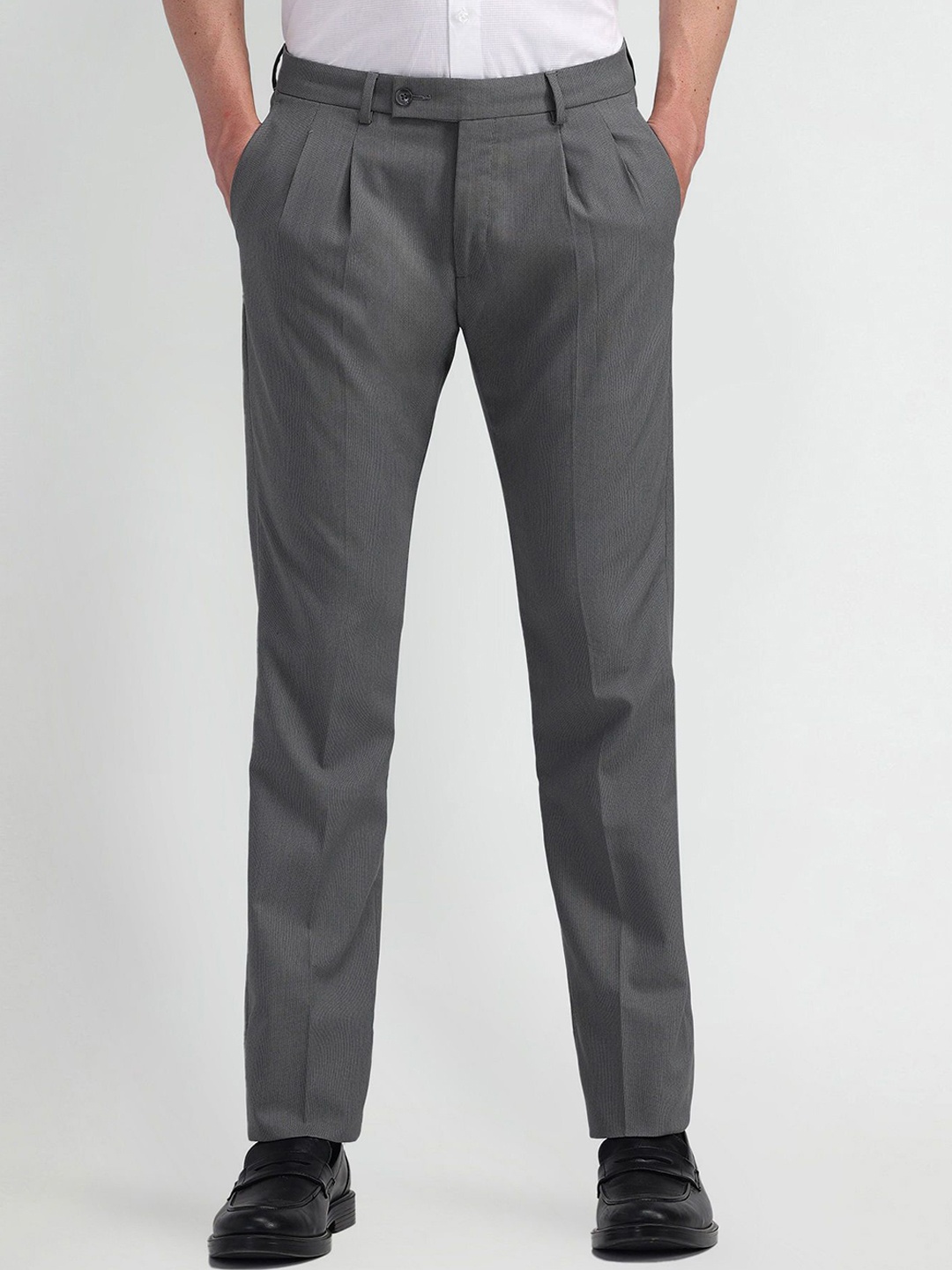 

Arrow Men Urban Slim Slim Fit Pleated Trousers, Grey