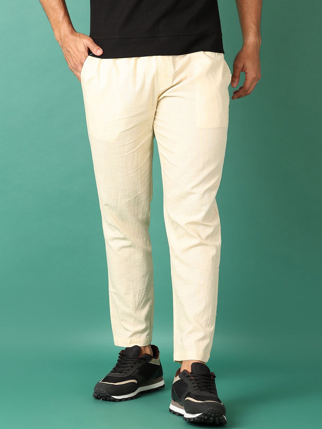 

V-Mart Men Mid-Rise Regular Fit Trousers, Beige