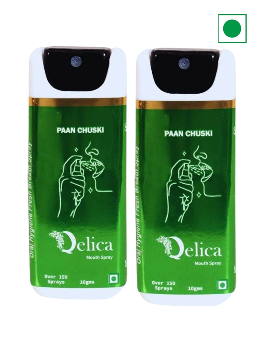 

Qelica Set Of 2 Paan Chuski Fresh Breath Spray-10g Each, Green