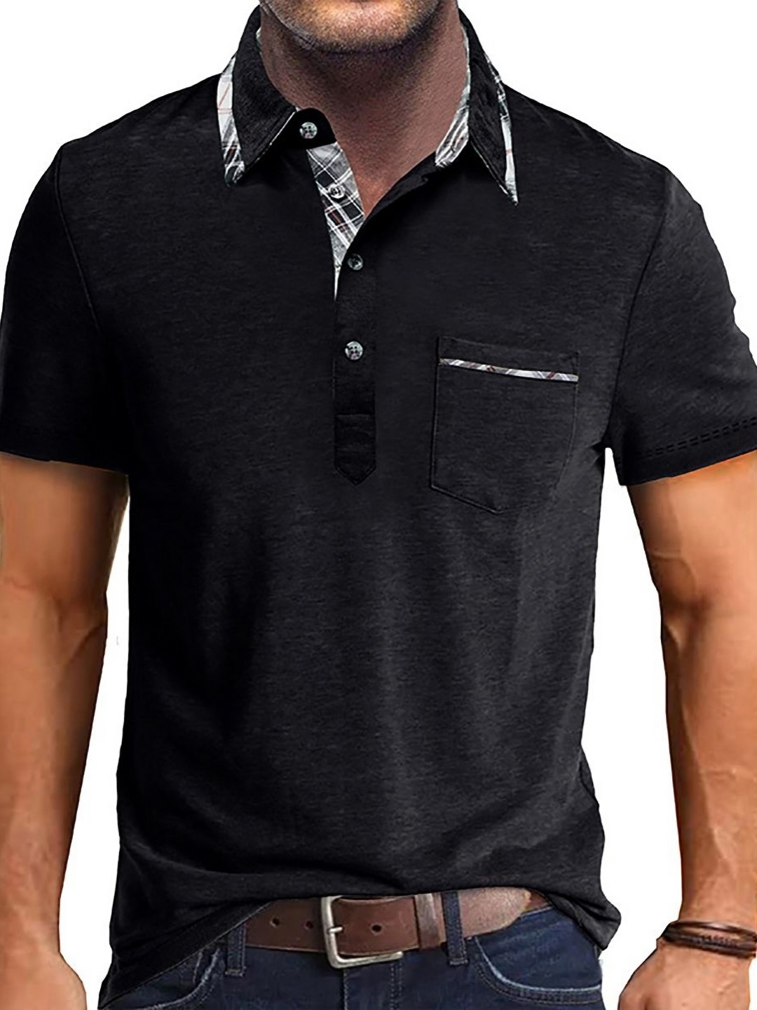 

StyleCast x Revolte Men Solid Polo Collar T-shirt, Black