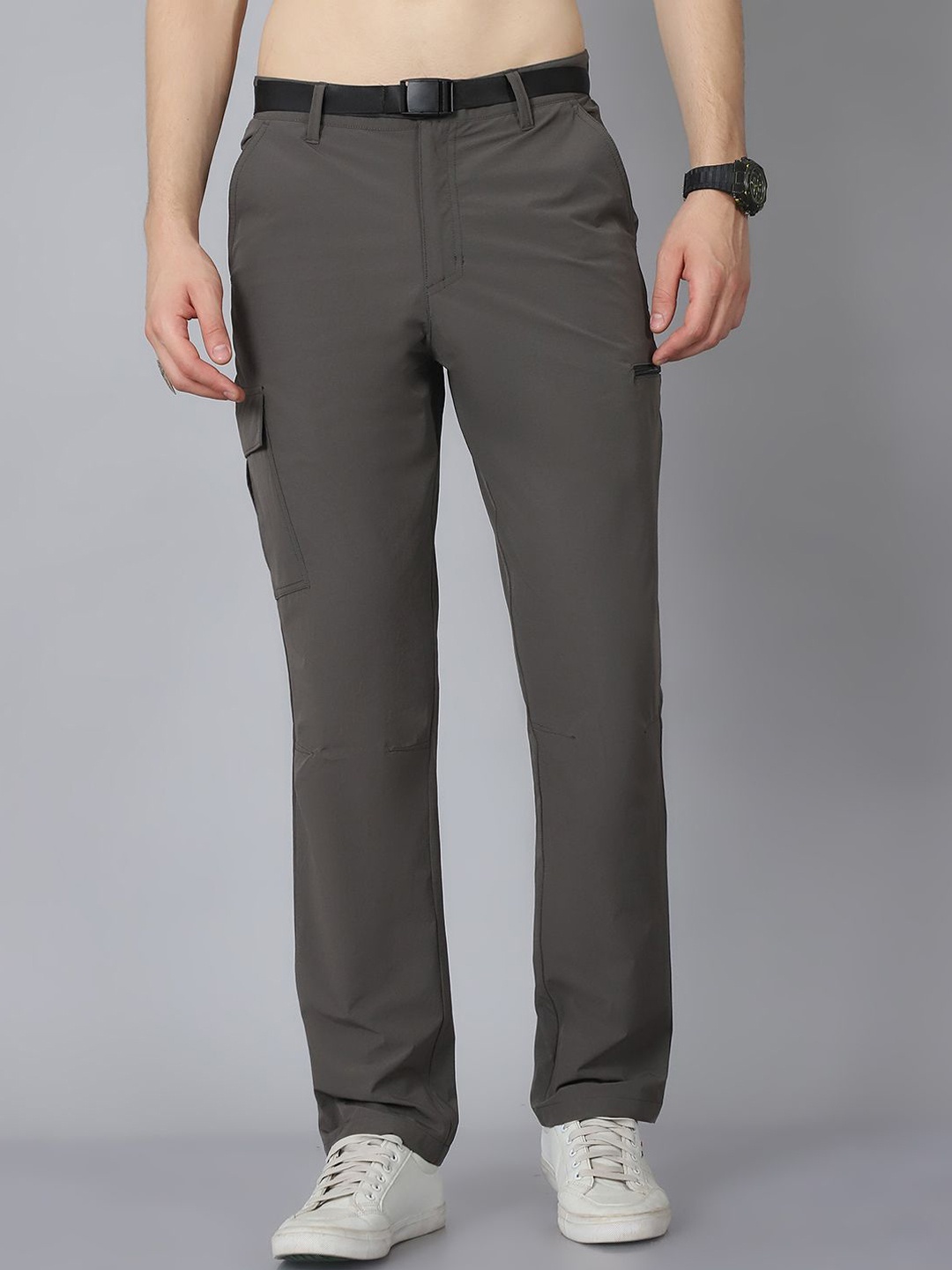 

HOUSE OF VEDAS Men Comfort Easy Wash Cargos Trousers, Charcoal