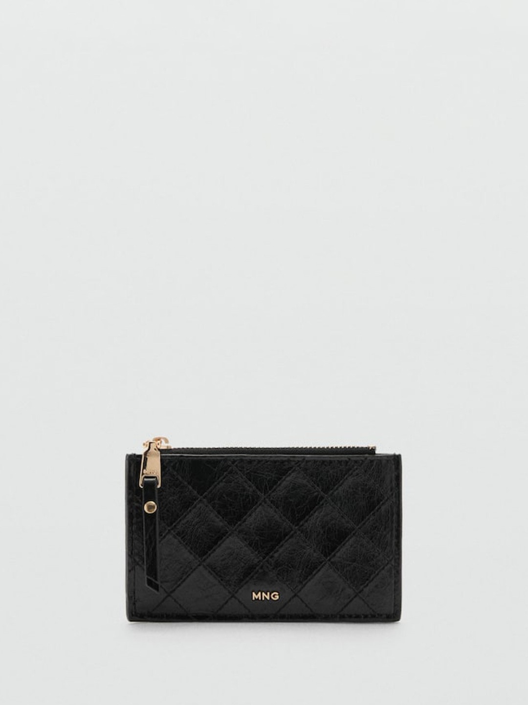 

MANGO Women Quilted Card Holder, Black