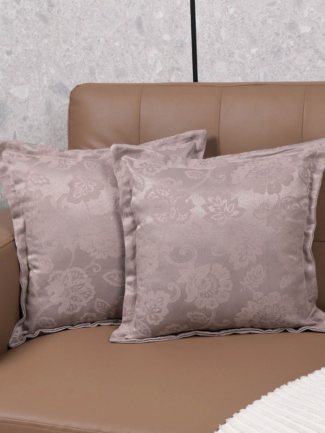 

Saral Home Jardin Beige 2 Pieces Floral Cotton Square Cushion Covers