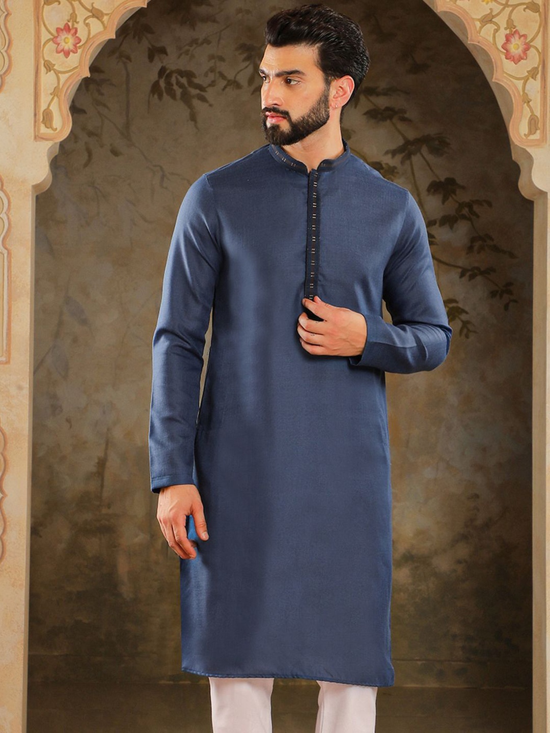 

HOUSE OF DEYANN Men Kurta, Navy blue