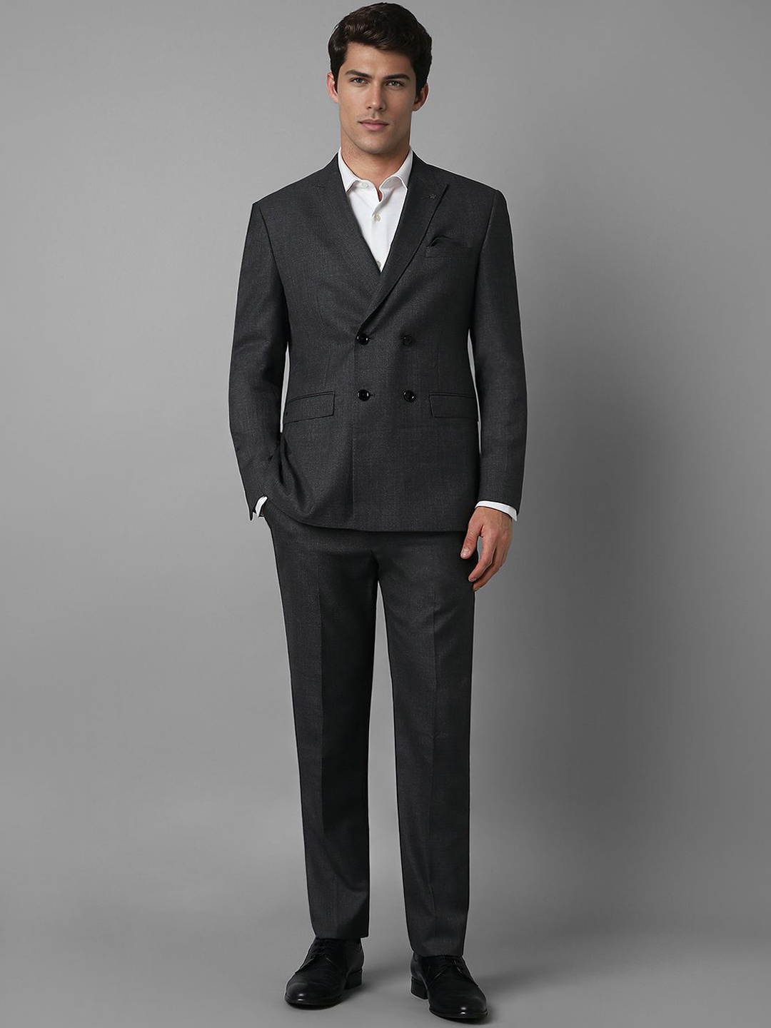 

Louis Philippe Slim-Fit Single-Breasted Two-Piece Formal Suit, Grey