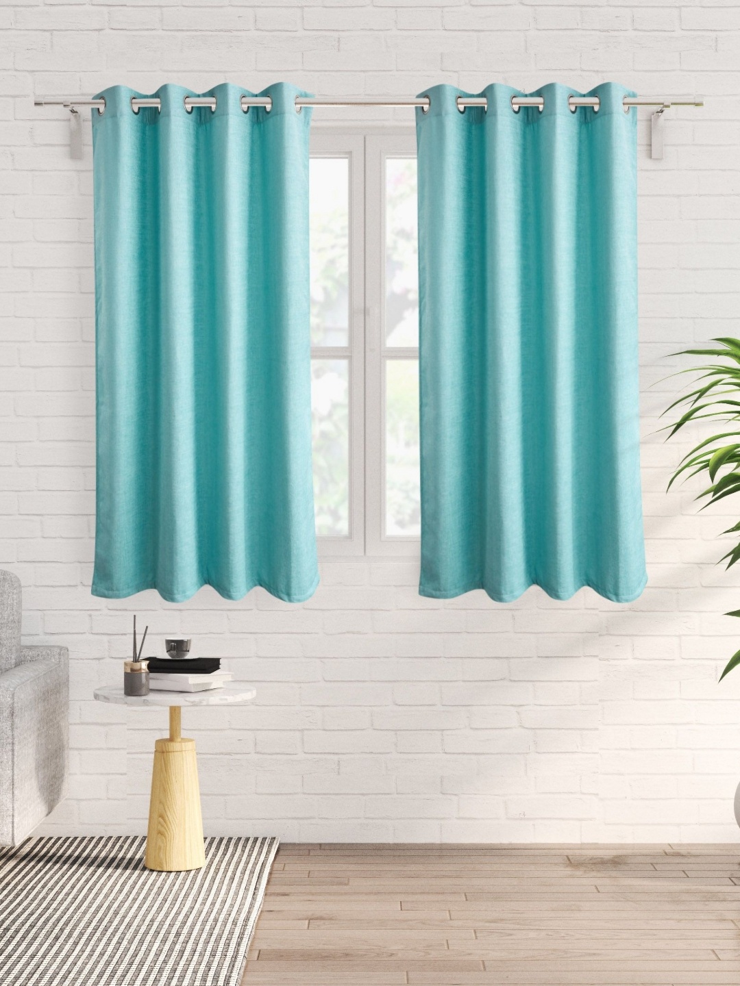 

Home Centre Moda Chenille Blue Room Darkening Window Curtain