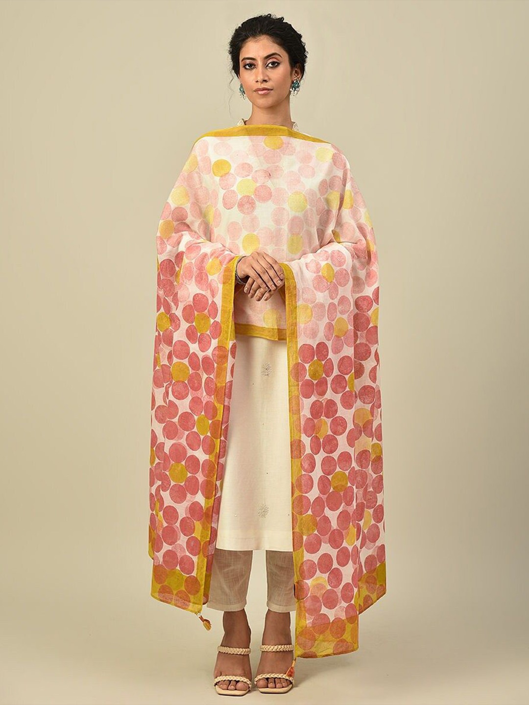 

JAYPORE Printed Dupatta, Pink