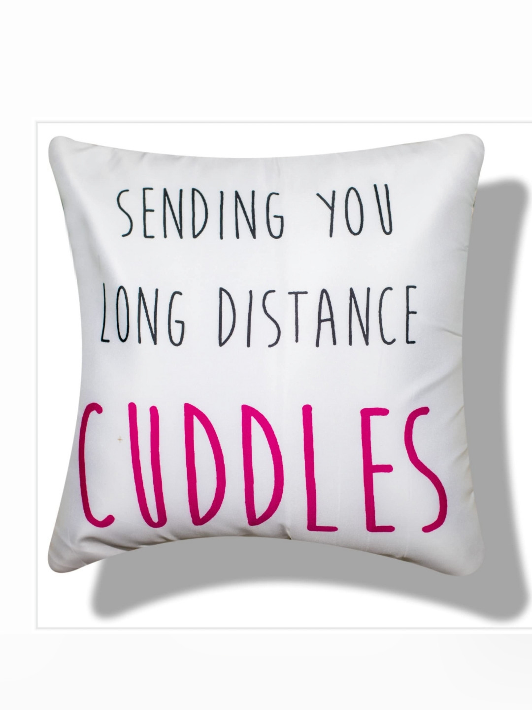 

Vendola White & Pink Typography Printed Satin Square Cushion Covers