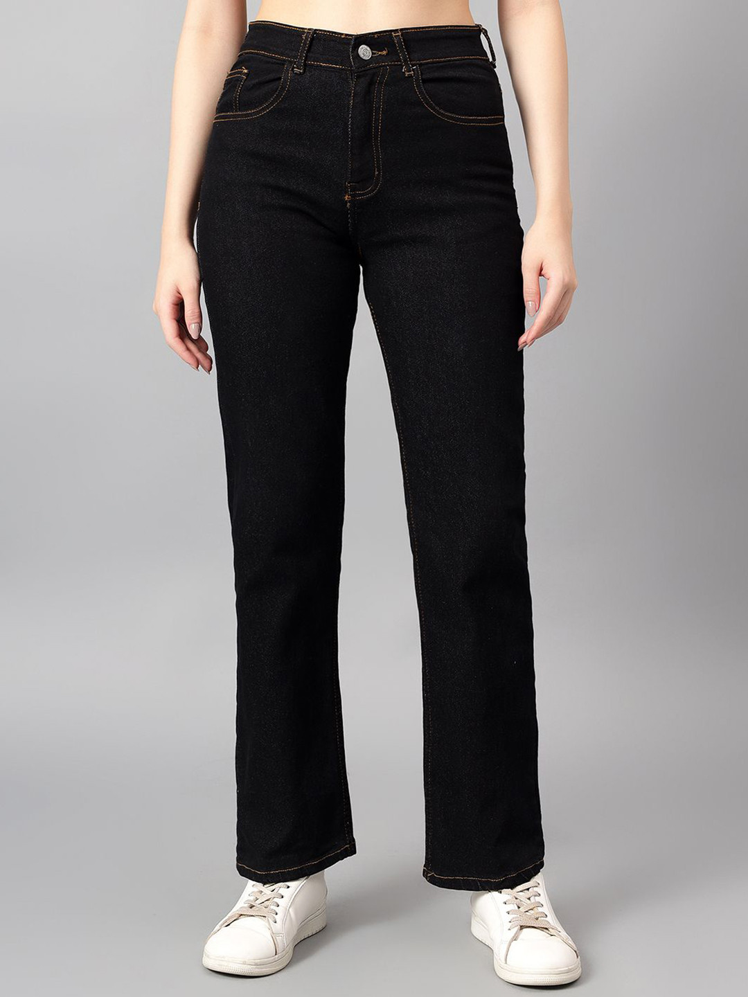 

Kotty Women Straight Fit High-Rise Stretchable Jeans, Black