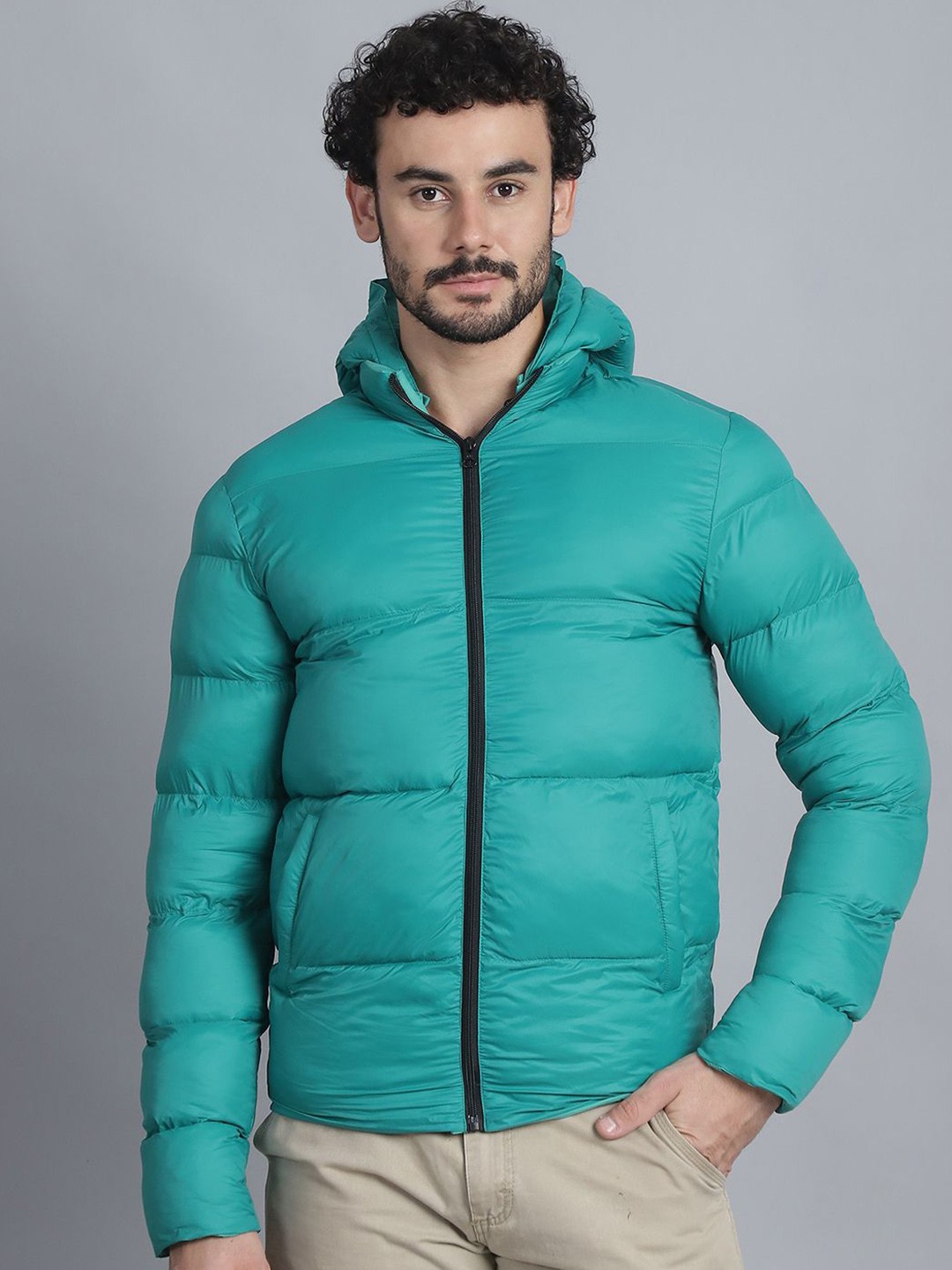 

HOUSE OF VEDAS Men Lightweight Quilted Jacket, Teal