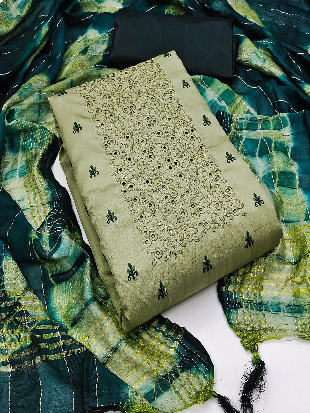 

MISS VERVE Unstitched Dress Material, Green